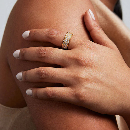 Petite Pave Thick Stacking Ring in Gold by Dean Davidson