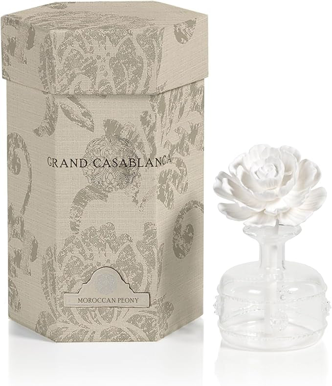 Zodax Mini Grand Casablanca Porcelain Diffuser, Moroccan Peony