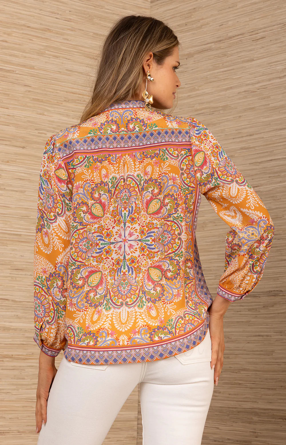 Ryder Silk  V Neck top in Orange by Halebob