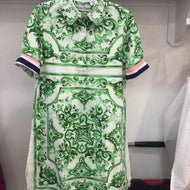 Chatham Dress in Green White Tile Print by Dizzie Lizzie
