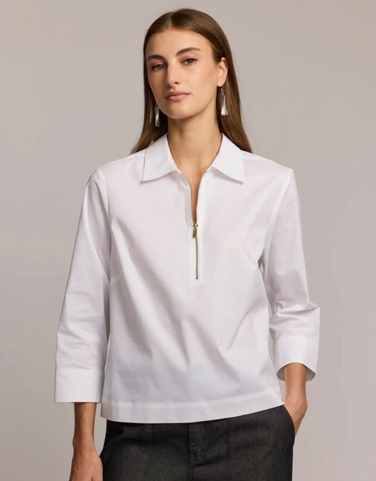Alessa 3/4 Sleeve Shirt in White by Hinson Wu