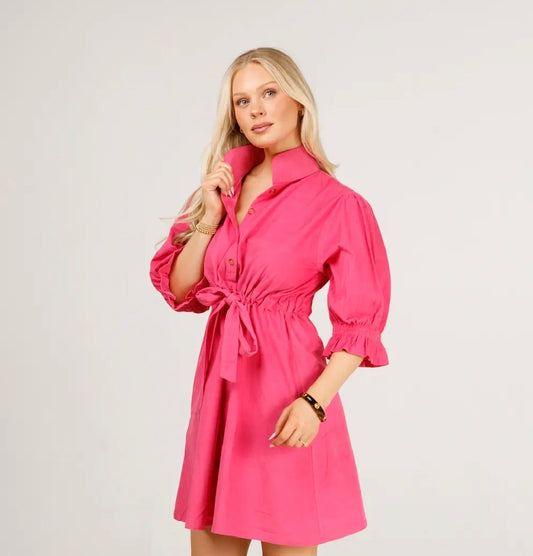 Stella Dress in Hot Pink Cord by Holly Shae