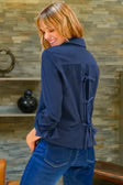 Eugenie silky Poplin shirt in Navy by Finley