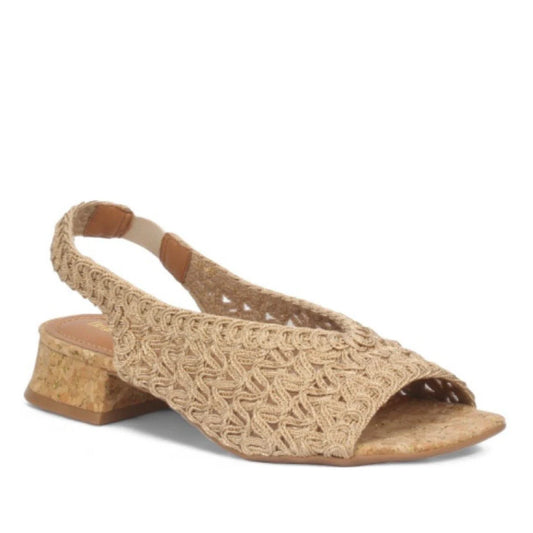 Audra Slingback Crochet in Camel/Cork by Bruno Menegatti