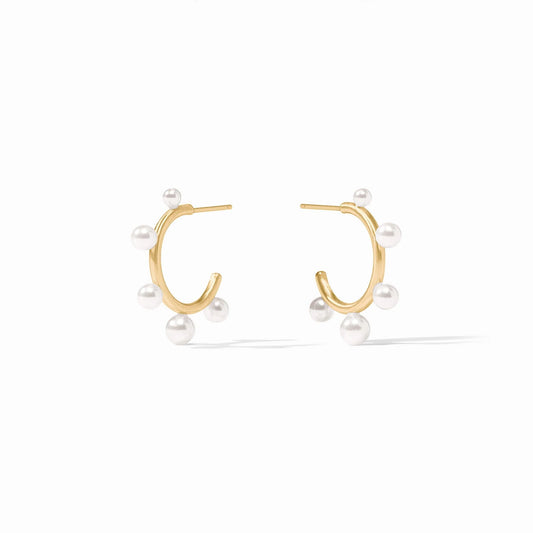Hydra Stone Hoop in Pearl by Julie  Vos Size Small
