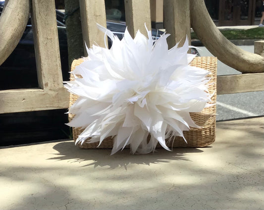 Straw Clutch with White Feather Lisi Lerch