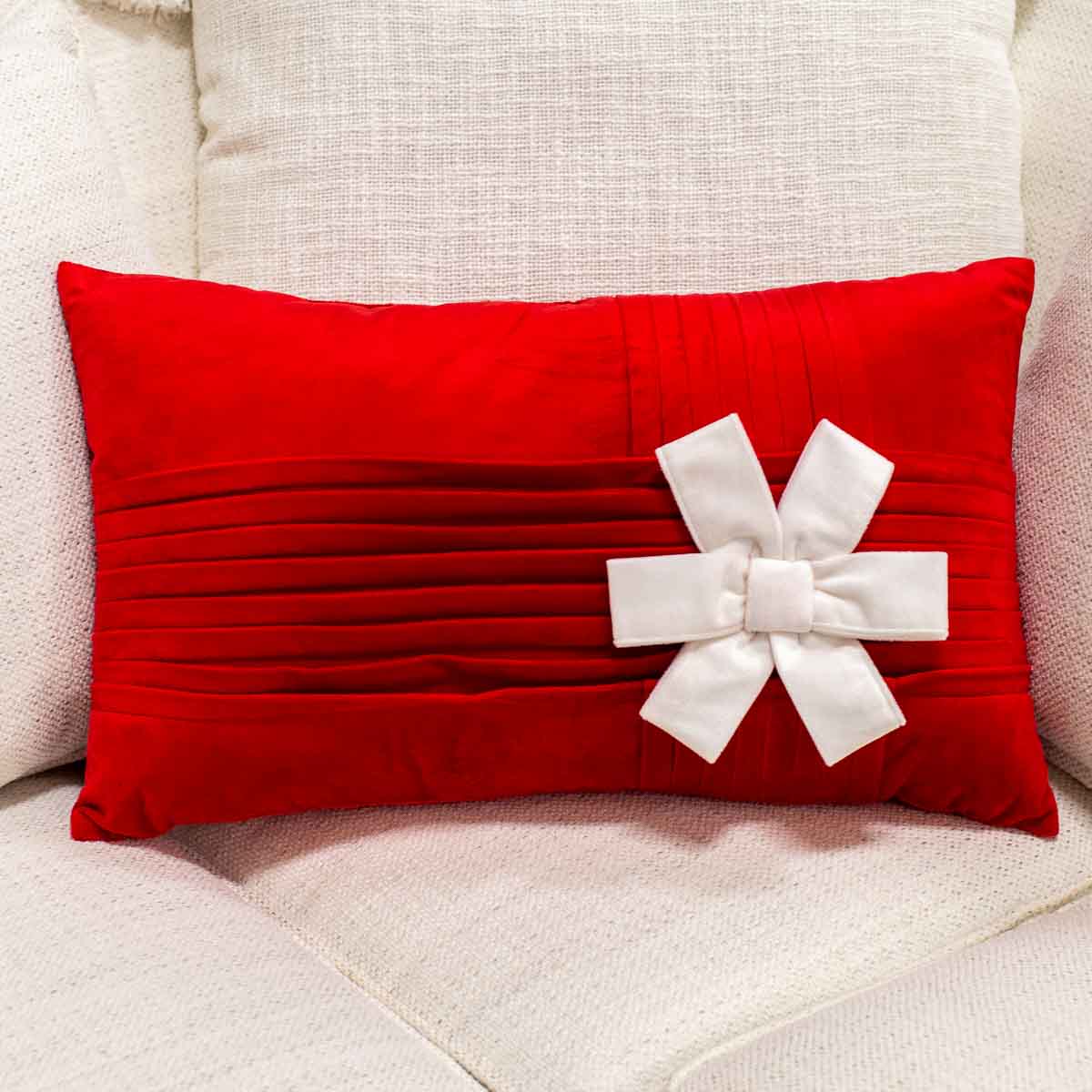 Christmas Gift Pillow Red/White by Royal Standard