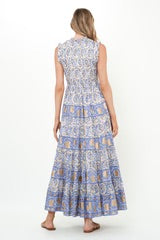 Sleeveless Smocked Maxi Marselle Blue Dress by Oliphant