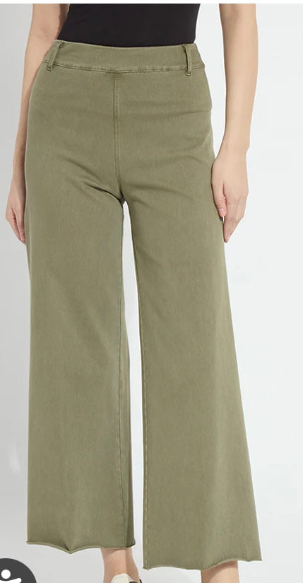 Erin High Waist Wide Leg Denim in Antique Smoked Green