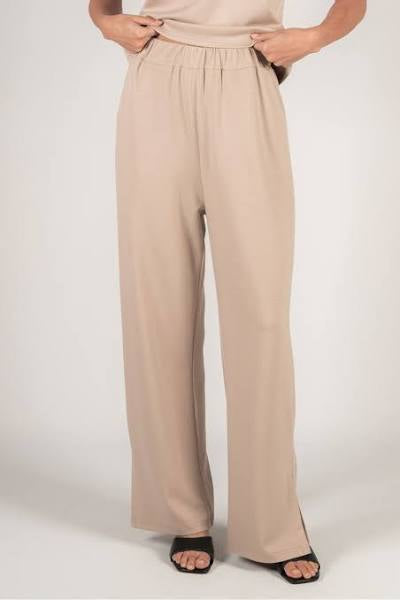 Scuba Modal Wide Leg Pant(PP50105/Tru Side Binding) in Taupe by P Cill