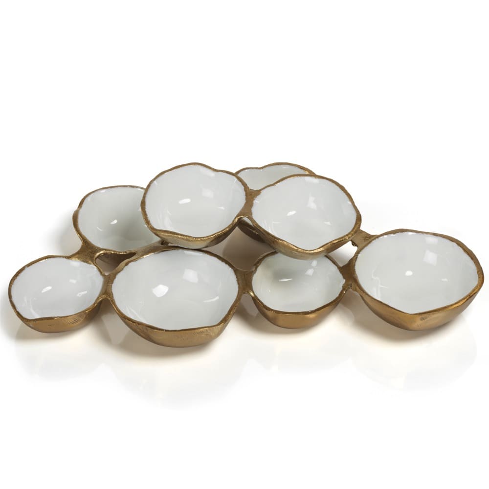 Small Cluster of Eight Gold and White Serving Bowls by Zodax