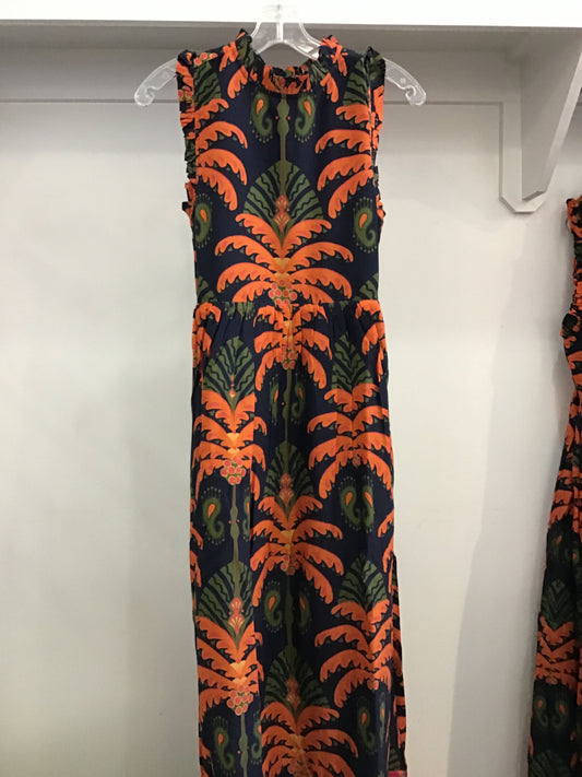 Constance Dress in Decorative Frond Navy by Jude Connally