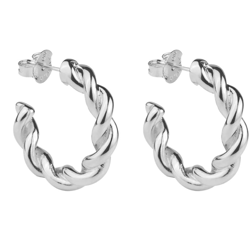 Small Twisted Hoops in Silver by Sheila Fajl