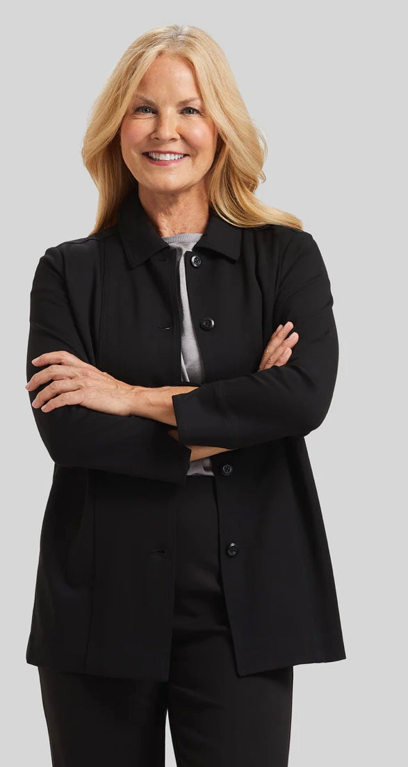 Kate Shirt Jacket in black by Peace of Cloth