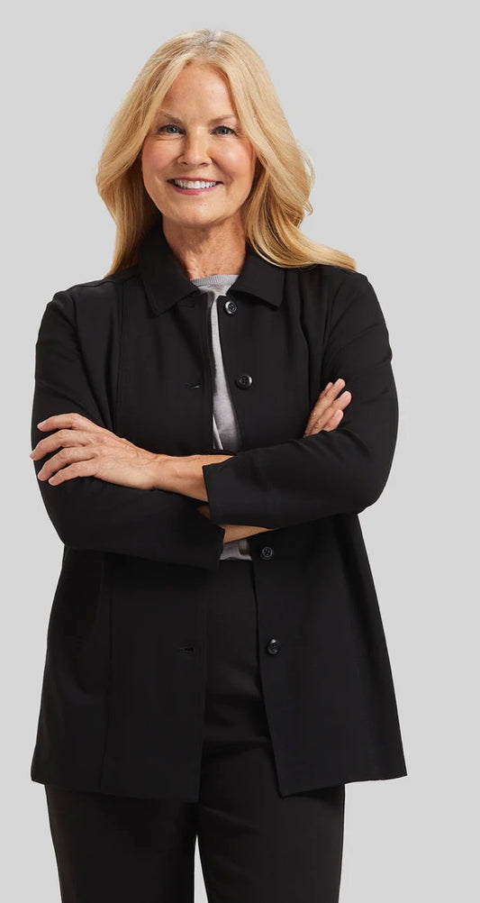 Kate Shirt Jacket in black by Peace of Cloth