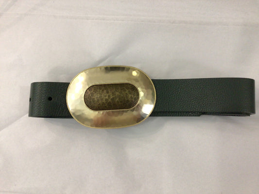 Camilla Belt with Oval Buckle M/L in Olive by Laggo