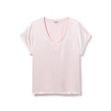 Gianna Satin V-Neck Tee in Blush by PJ Dreamwear