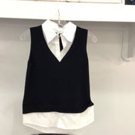 Sleeveless Black Sweater with White Shirt Built in by J Society