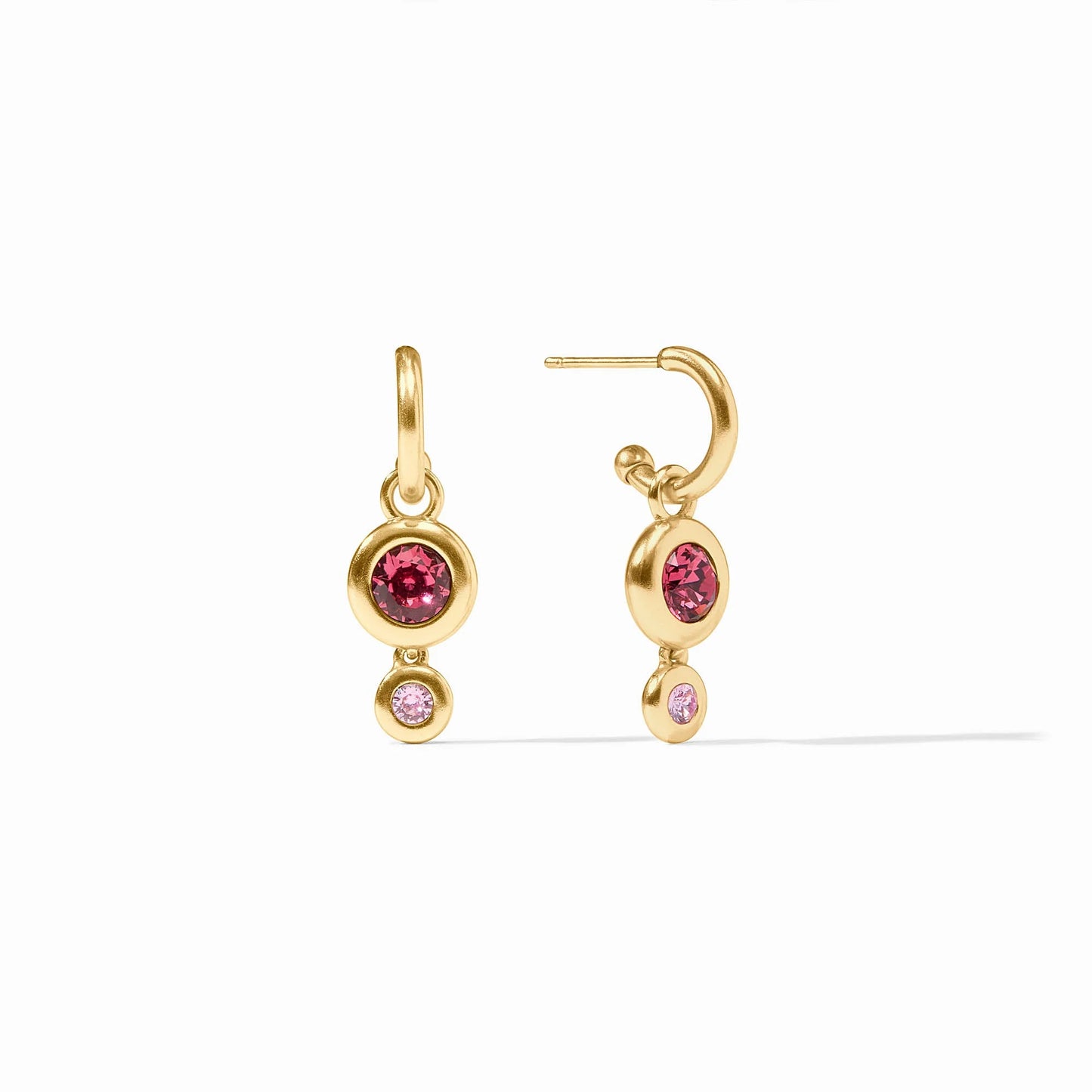 Rainbow Duo Hoop and Charm Earrings in Pink Dawn Gold by Julie Vos