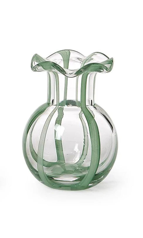 Ruffled Ribbon Vase in Green by Two’s Company