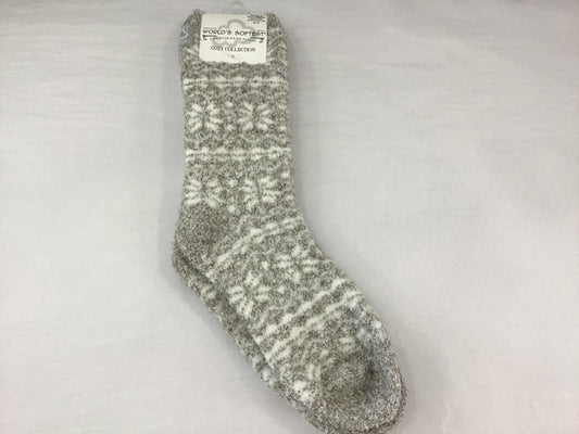 Fair Isle Silver Cozy Socks by Crescent Sock Co