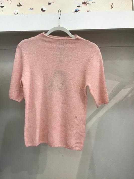 Cashmere Short Sleeve Sweater in Pink by Jessie Liu