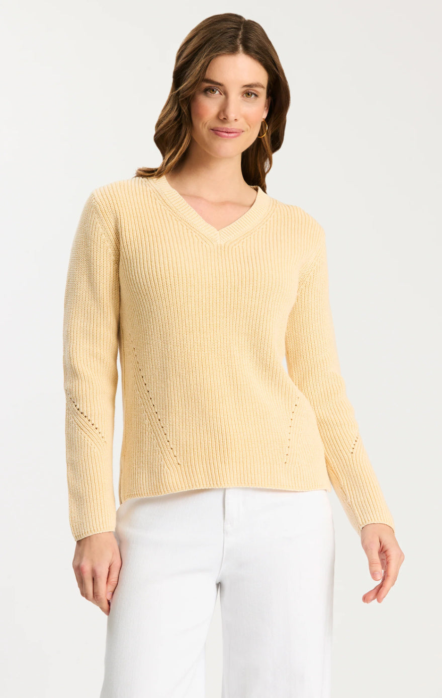 Mineral Wash V Neck Sweater in Butter by Tyler Boe