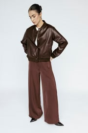 Satin Wide Leg Pant in Mahogany by Amanda Maria