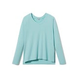 Frankie Rib Knit High/Low Sweatshirt with Slit in Aqua by PJ Harlow