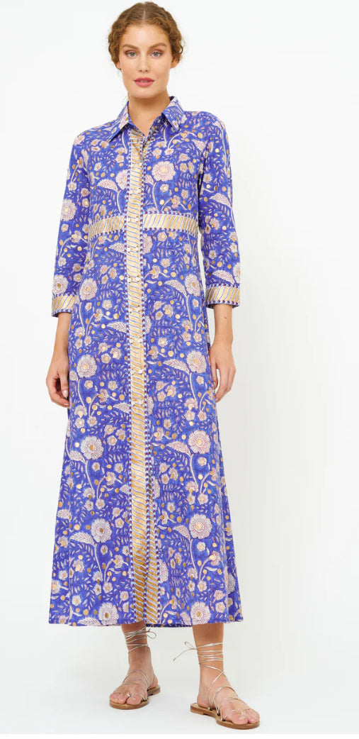 Carolina Shirt Dress Maxi in Cobalt by Oliphant