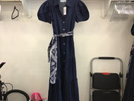 Denim Long Dress with Flounces by Dizzy Lizzie