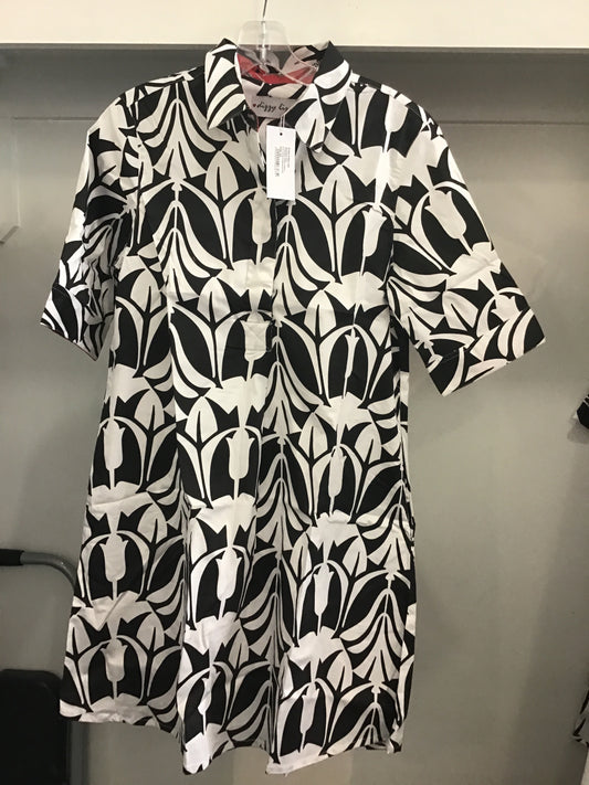 Chatham Dress Black and White Tulips by Dizzy Lizzie