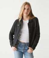 Jean Jacket in Black Woven Linen by Michael Stars