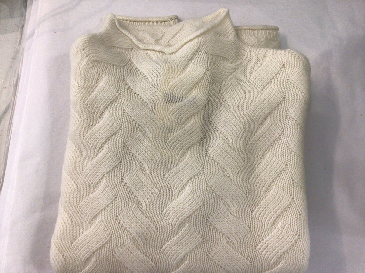 Gracie Cashmere Basketweave Sweater in Ivory by Tyler Boe