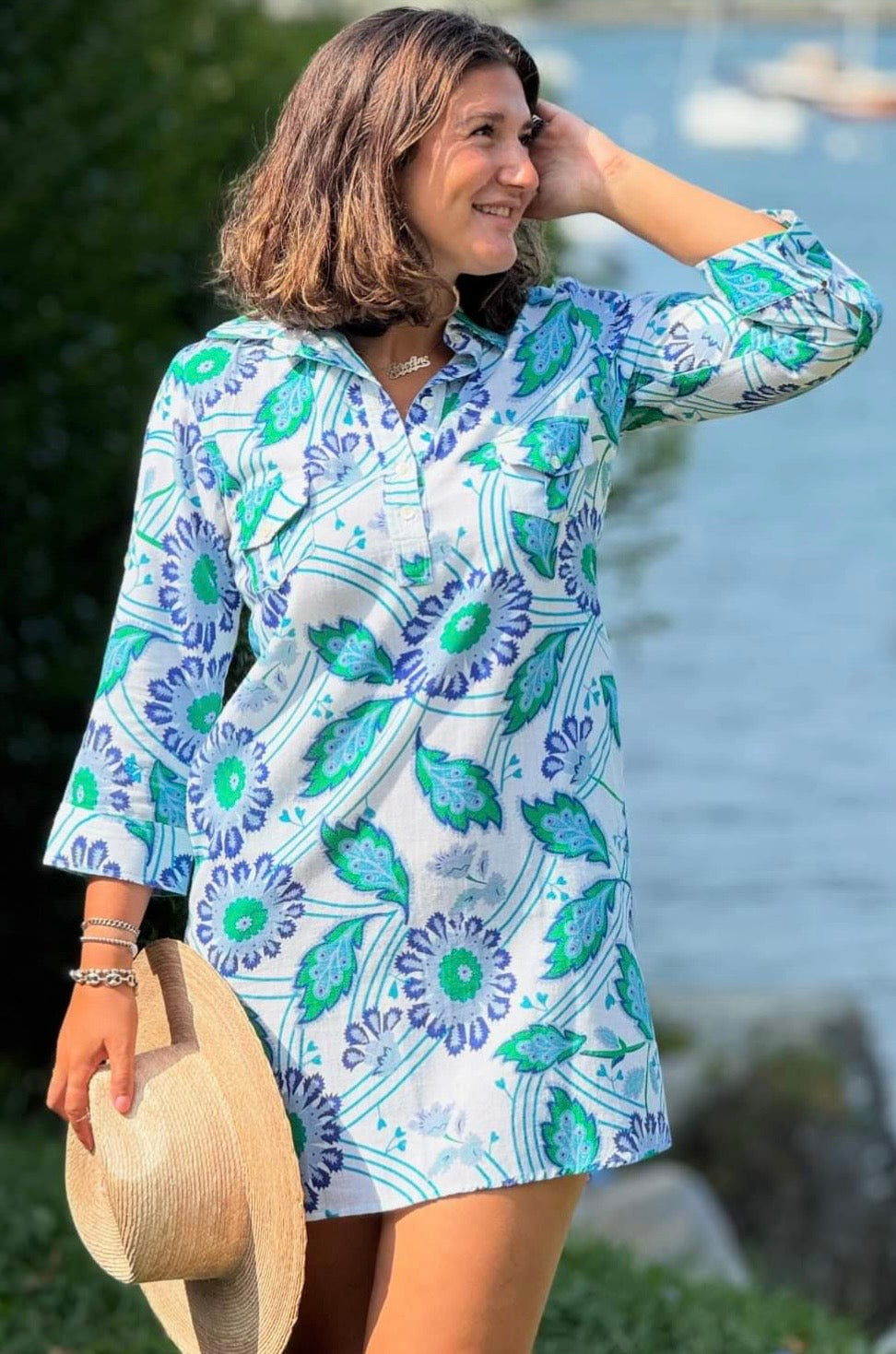 La Jolla Shirt Dress in Funky Floral by La Plage
