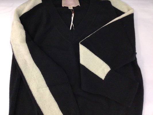 Cashmere V-Neck Sweater in Black by Rose and Crown