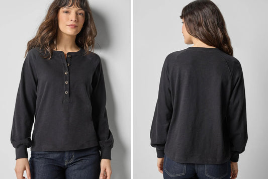 Full Sleeve Henley in Black by Lilla P