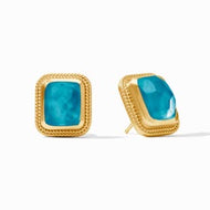 Chevalier Stone Stud Earrings in Gold Iridescent London Blue by Julie Vos