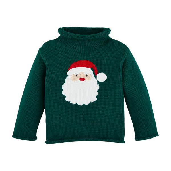 Roll Neck Santa Sweater in Green