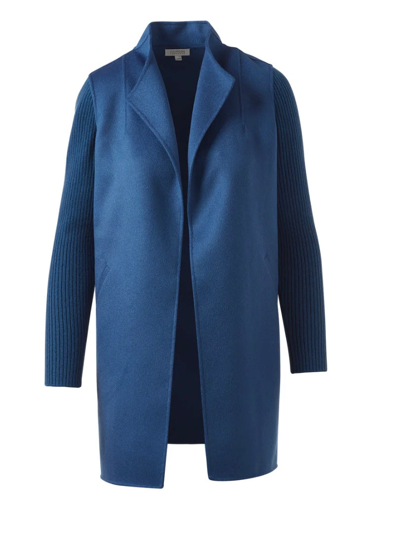 Rib Sleeve Coat in Sapphire by Kinross Cashmere