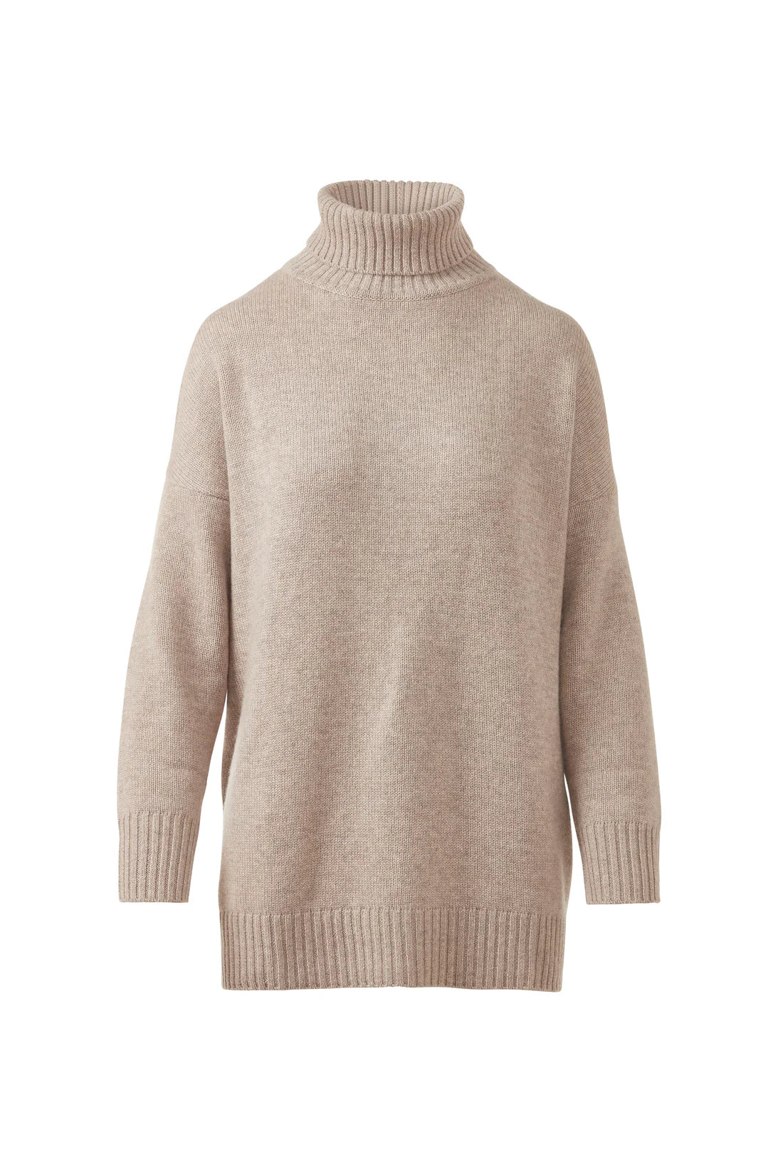 Oversized Cozy Mock Turtleneck Sweater in Taupe by Kinross