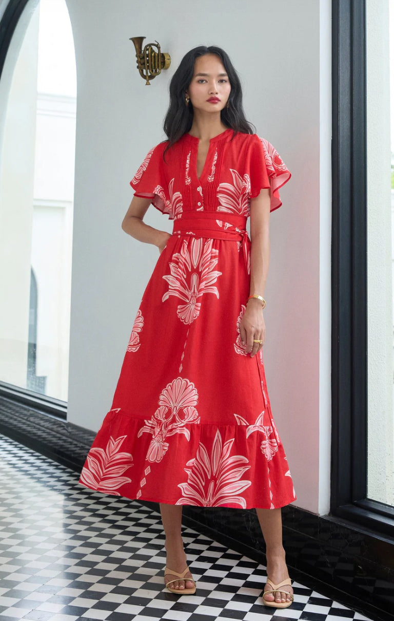 Leni Dress in Palm Springs Rouge by Beyond By Vera