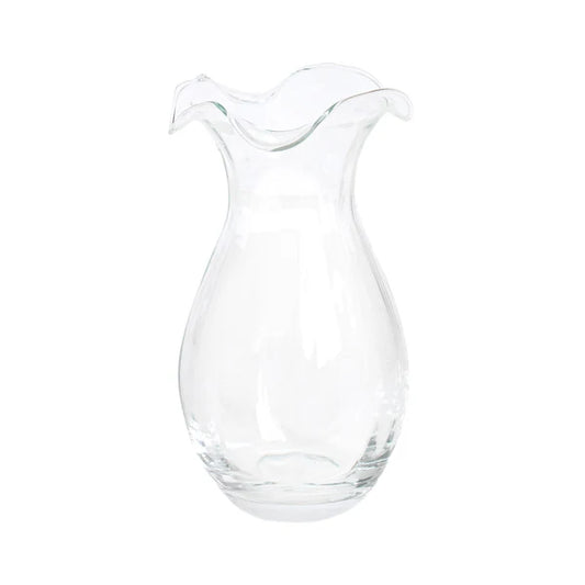 Hibiscus Glass Vertical Fluted Small Vase in Clear by Vietri