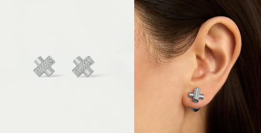 Juliette Pave Studs in Silver by Dean Davidson
