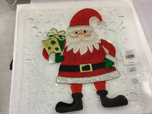 Festive Santa Glass Platter Clear/Multi by Royal Standard