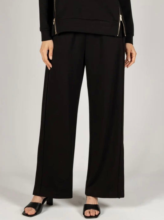 Butter Modal Fitted Flare Leg Pants (Rumi/50134) in Black by P Cill