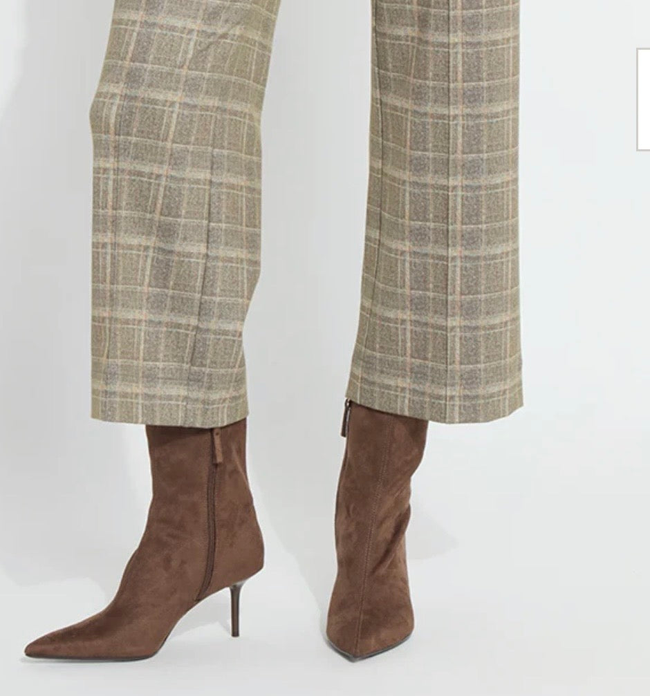 Livia Crop Pant in Smoked Green Plaid by Lysse