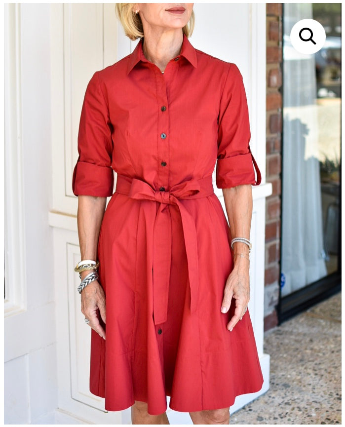 Short Laine Weathercloth Dress in Spicy Red