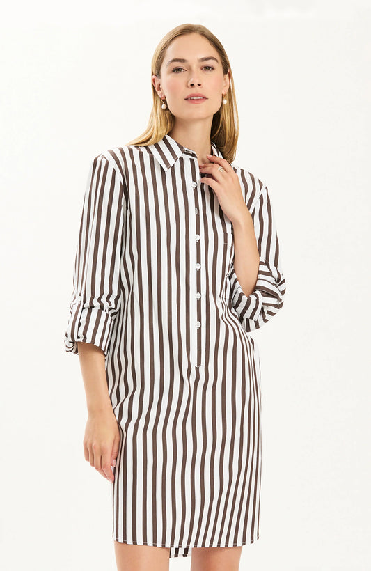 Riley Awning Striped Dress in  Demitasse by tyler böe