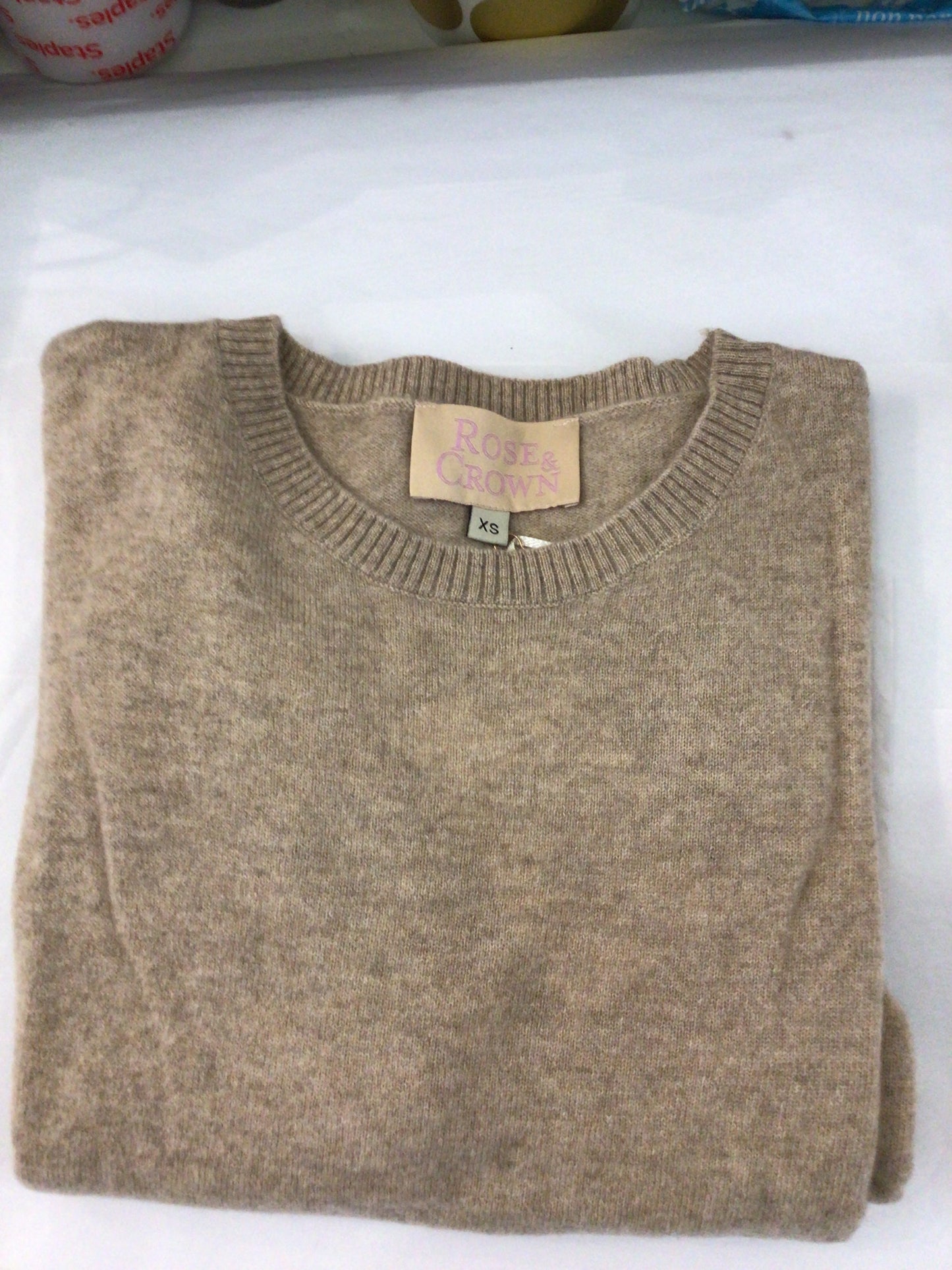 Crewneck Sweater in Tobacco Brown by Rose and Crown